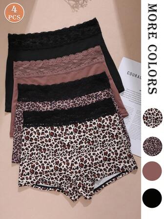 4 piezas de bragas elegantes de encaje y parches para mujer, bragas tipo hipster cómodas y transpirables para damas