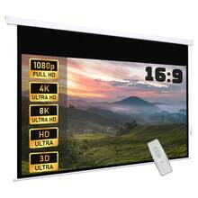 Fabulcozy 100-Inch Motorized Projection Screen (16:9) With Remote Control For Home Cinema, Indoor And Outdoor Use, White - White - View 2