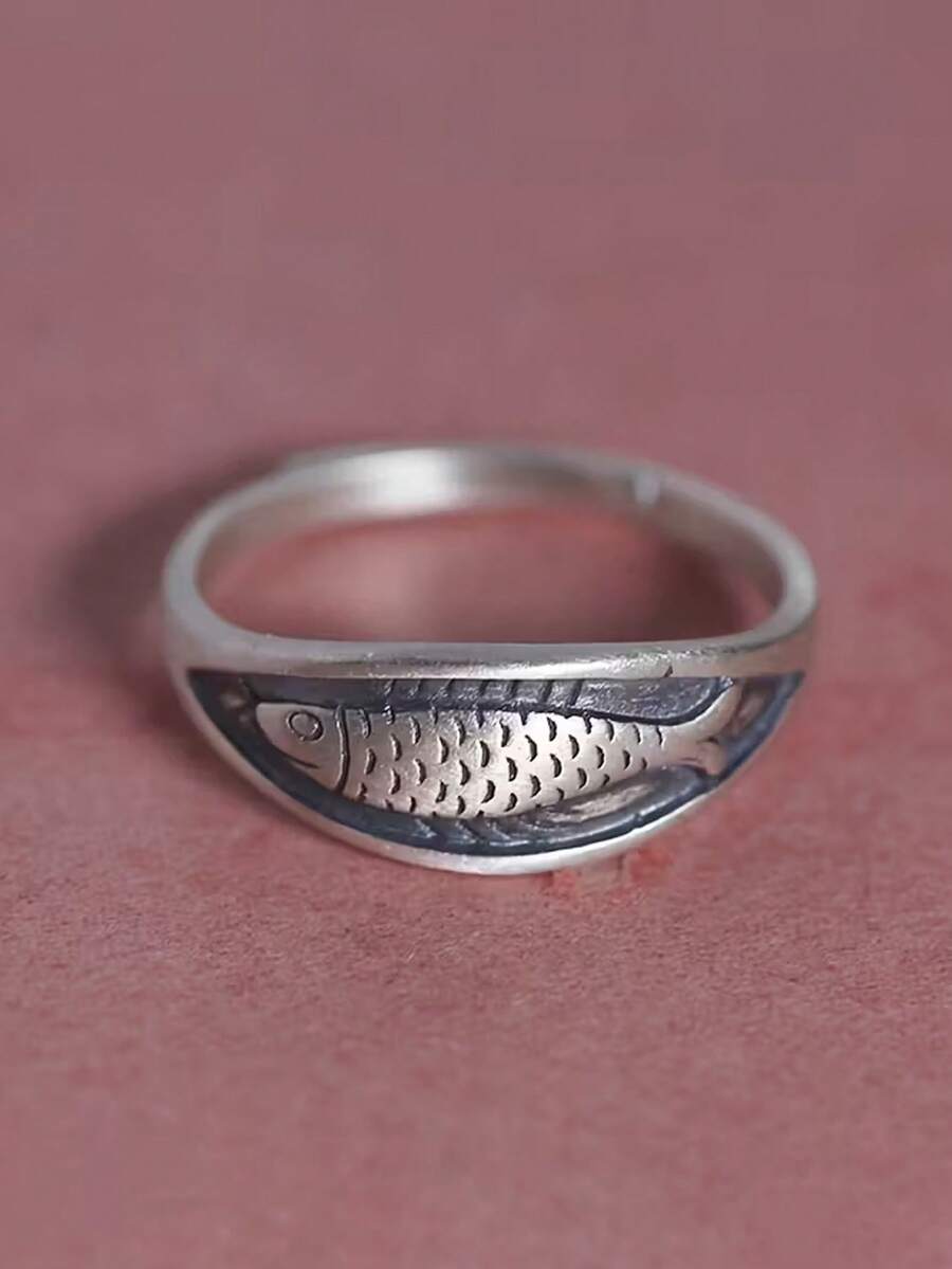 1Pc Vintage Koi Fish Open Ring,Women Jewelry For Daily Wear,Adjustable Accessories