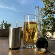 Destapador de cerveza, abridor de botellas automtico de acero inoxidable con imn para las corcholatas, en hogar, bar o restaurante con diseo vanguardista y calidad premium - Plateado - Ver 9