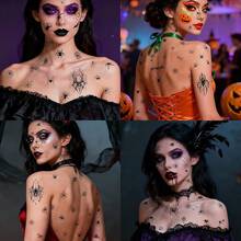 Tatuajes Luminosos para Niños, Diseños Variados, Tatuajes Temporales que Brillan en la Oscuridad - para Fiestas, Regalos y Maquillaje (15Pcs WSJ Tattoo Spider) - 15 piezas de tatuajes de araña WSJ - Ver 5