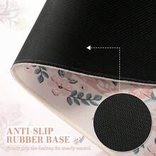 Alfombrilla de escritorio con estampado floral rosa de ICasso, alfombrilla de escritorio, mousepad XXL grande, mousepad antideslizante con bordes cosidos, almohadillas para mouse de computadora para mujeres (rosa) - 80*30*0,2 - Ver 4