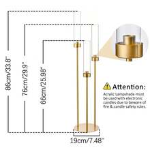 Vincidern 10PCS 3 Arm Gold Candelabra With Acrylic Lampshade ,Taper Candle Holder Centerpieces For Table, 33.8in Tall Metal Candlestick Holder For Dining, Wedding Decor, Mother's Day Party Candelabra - 金色 - 查看 2