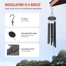 Campanas de viento   para exteriores Campanas de viento de tono profundo conmemorativas de aluminio de 58 pulgadas - Negro - Ver 6