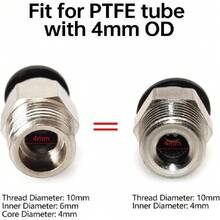 20 PCs PC4-M10 Pneumatic Connector Fittings Bowden Tube Coupler Male Straight Tube Push For E3D-V6 Bowden Extruder Compatible With Ender-3 Ender-3 V2 3D Printers,24273368 - Black - View 5