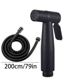3件套不锈钢手持式冲洗喷头，多功能马桶淋浴喷头，高压浴室清洁喷头，拉丝表面，适用于马桶、浴室水龙头、房车、厨房和浴室配件，个人卫生、宠物洗澡和衣物清洁，浴室清洁必备品，理想的浴室配件和浴室工具礼品之选 - 黑色 - 查看 14