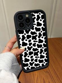 Customizable Phone Case With Black And White Cow Print Pattern, Support Personalized Design With Your Own Photos To Create A Unique Protective Phone Cover