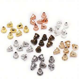 200pcs/Pack Multi-Color Metal Ear Plugs, Bullet Stud Earrings, Ear Caps, Ear Gauges, DIY Earring Covers, Ear Accessories