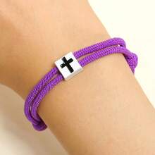 Vòng tay hợp kim Milan hình khối chữ thập có thể điều chỉnh dành cho nam và nữ - đi qua - Xem 15