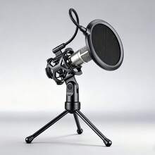 Studio Microphone Tripod Stand With Shock Mount, Adjustable Height, Pop Filter, And Flexible Gooseneck, For Clear Recording, Lightweight ABS Design, Suitable For Singers And Podcasters