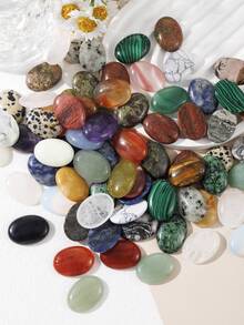 椭圆凸圆形平底半宝石珠子石英脉轮水晶石 25x18 毫米适用于手链项链耳环吊坠珠宝 DIY 工艺品制作