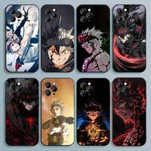 Custodia per telefono compatibile con Asta Black Clover, adatta per modelli 17, 16, 15, 14, 13, 12, Pro, Max, Plus, E, SE4, Air, Mini, in morbida cover nera