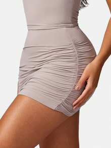 MFVIM Women's Solid Color Pleated Bodycon Mini Skirt