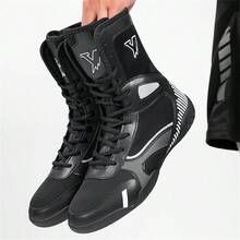 Giày đấu vật chuyên nghiệp nam, giày đấm bốc cổ cao, giày tập luyện võ thuật, Muay Thai, thể dục, kickboxing. - màu đen - Xem 15