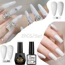 FTMY Fashionable, Casual Convenient Peel-Off 7ml 2PCS Transparent Color, Colorful Glitter Gel Nail Polish.A Perfect Small Gift For Girls, Wives And Girlfriends On Halloween, Christmas And Valentine's Day. Suitable For Parties, Gatherings And Outdoor Trips, It Is A Must-Have For Taking Photos. Multiple Colors Are Available For You To Choose From. - trắng - Xem 9