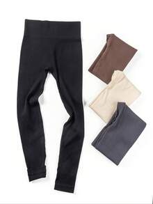 Women's Seamless High-Waist Ribbed Athletic Leggings Stretchy Quick-Drying For Sports & Casual Wear - Smooth Look, Comfortable Support, Stylish Fit - 彩色 - 查看 11