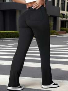 HOMEYEE Quần tây nữ cỡ lớn kiểu retro thanh lịch, dáng ôm, thích hợp cho công sở, mùa xuân, màu đen. - màu đen - Xem 2