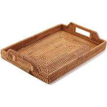 Hand-Woven Rattan Serving Tray With Handles For Breakfast, Drinks, Snack For Dining/Coffee Table (17 Inch (43 Cm), Rectangular) - 43 X 29 X 4.5 cm - View 7