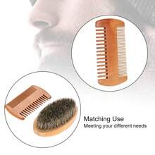 Set de Cepillo y Peine de Barba de Madera para Hombres con Cabello Grueso - Tamaño Pequeño - Multicolor - Ver 5