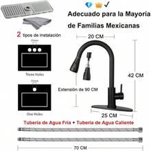 Actualizado Mezcladora para Fregadero de Acero Inoxidable+1 Tapete de Grifo+1 Pao Limpieza - Llave para Fregadero de Cocina, Llaves para Fregadero de Cocina Agua Caliente y Fra - # 3 Negro - Ver 3