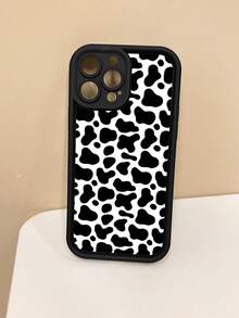 Customizable Phone Case With Black And White Cow Print Pattern, Support Personalized Design With Your Own Photos To Create A Unique Protective Phone Cover
