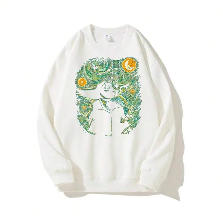 Grogu-Baby-Yodass Pullover Sweatshirts Unisex Long Sleeve O-Neck Casual Top Sweatshirt Men & Women Graphic Sweatshirts Printed Funny Sweatshirts Spring Autumn And Winter Streetwear Clothes For Male & Female - 白色 - 查看 1