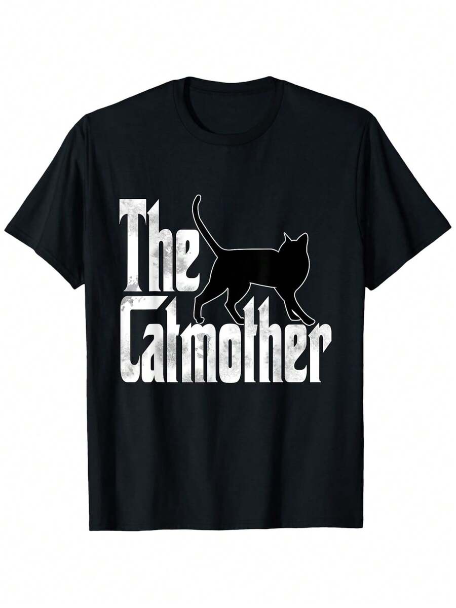 Funny Cat Mom Catmother Black Cat Mother Kitty Mommy T-Shirt, Suitable For All Men And Women Outdoor Short-Sleeved T-Shirts In All Seasons, Ready To Wear 100% Cotton, S-XXXL - 黑色 - 查看 1