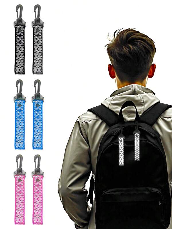 2PCs Running Reflective Keychains, High-Visibility Cycling Reflective Strip, Durable & Double Sided PVC Bicycle Decorations, Bag Charm, Visible At Nighttime Dark Place For Outdoor Sports Running Ridinng Commuting Working Cycling Activities