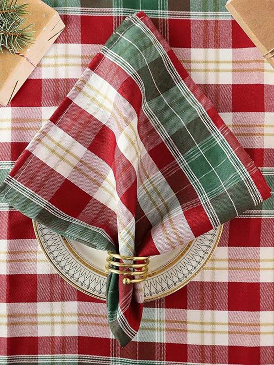 2/6/12/240 buc șervețele în carouri în stil Crăciun, potrivite pentru petreceri de sărbători, picnicuri, decorațiuni interioare, lavabile și reutilizabile - roșu - Vizualizare 1