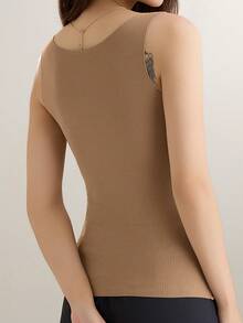 女士时尚纯色保暖背心，性感蕾丝V领保暖内衣，舒适无钢圈文胸，无袖保暖吊带衫，多功能打底衫，适合秋冬季穿着