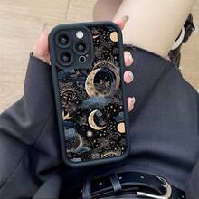 [Teléfono] Diseño de escalera de ojos con ranura y luna Funda para phone 16, 16 Plus, 16 Pro, 15, 15 Plus, 15 Pro, 14, 14 Plus, 14 Pro, 13, 13 Pro, 12, 12 Pro, 11, 11 Pro, 11 Pro Sh - Negro - Ver 8