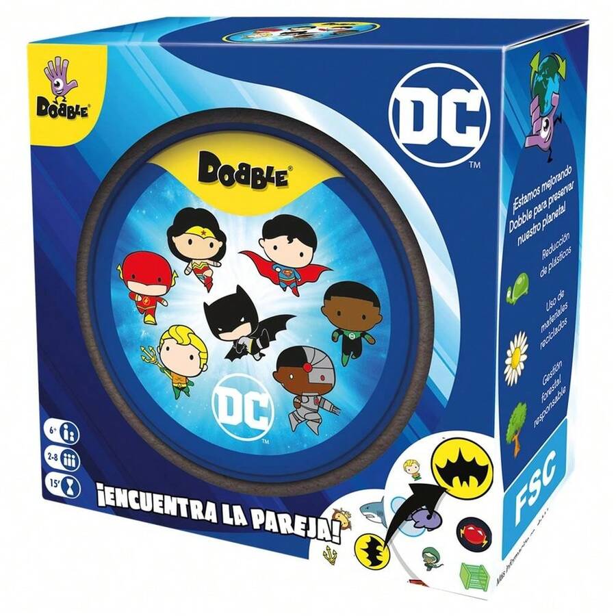 asmodee Zygomatic | Dobble DC Universe | Juego de Cartas de Acción y Reflejos | A Partir de 7 Años | De 2 a 8 Jugadores | 15 Minutos por Partida | Español - azul real - Ver 1