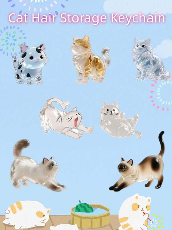 1pc Transparent Pet Hair Storage Pendant Bag, Cat Hair Collection Capsule, Keychain Souvenir For Pet Owners, Cat Stocking Stuffers, Funny Retro Cat Costume Accessories, Cute Keychain Cat, Cat Trinket