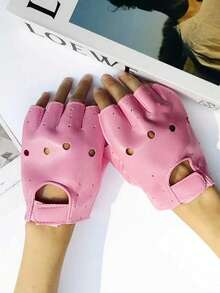 زوج من قفازات نصف الأصابع بطراز بانك، قفازات للدراجات الهوائية والدراجات النارية للاستخدام الخارجي - الأسود - مشاهدة 8