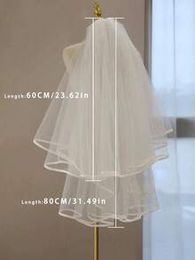 白色短款婚纱头纱珍珠水钻新娘头纱新娘头纱单身派对头纱新娘和女士适用