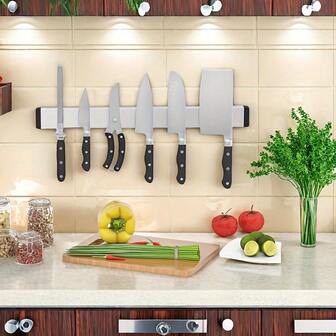 1 Piece 11.8/15.7/19.6-Inch Nain-Free Stainless Steel Magnetic Knife Rack, For Magnetic Storage Of Kitchenware And Tools