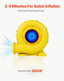 Soplador de castillo inflable de 0,9 y 1 HP, 750 W, para castillo inflable comercial - 0,9 y 1 HP, 750 W - Ver 3