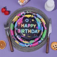 10/20/40/50 pièces, Fournitures de fête fluorescentes - Assiettes en papier de 7 pouces et 9 pouces qui brillent dans le noir pour la fête d'anniversaire "Let's Glow", décorations de fête néon pour la baby shower, thème de la nuit noire