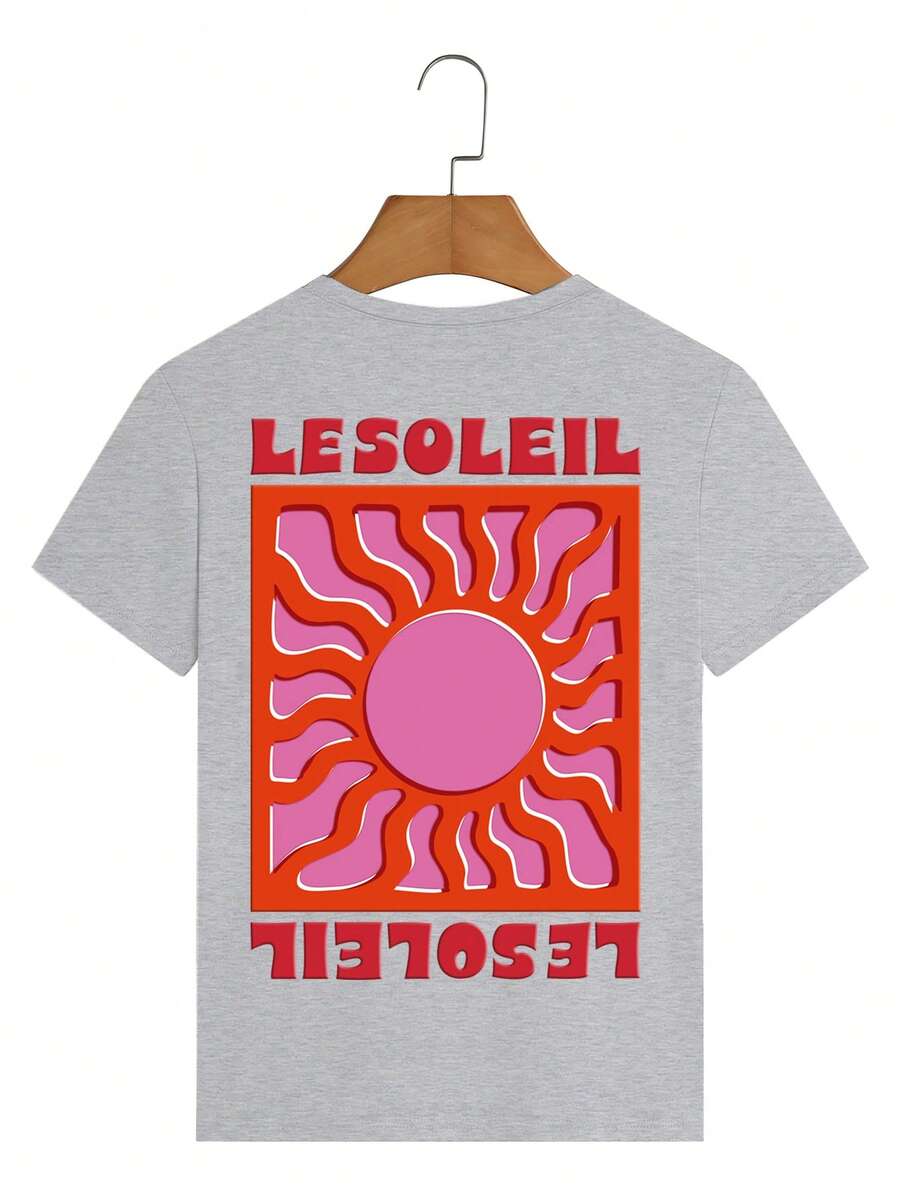 تي شيرت نسائي كاجوال أحادي اللون بياقة دائرية وأكمام قصيرة، مناسب للصيف والعطلات الشاطئية