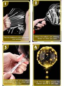 Conjunto de 10 balões transparentes com luzes LED - Ideais para casamentos, despedidas de solteiro(a), aniversários, decoração de casamentos, cenários, balões de hélio transparentes, festas com luzes neon, surpresas românticas, presentes de aniversário para noivas, decoração de festas de casamento, decoração de festas de Natal e Dia dos Namorados. - Ouro - Ver 11