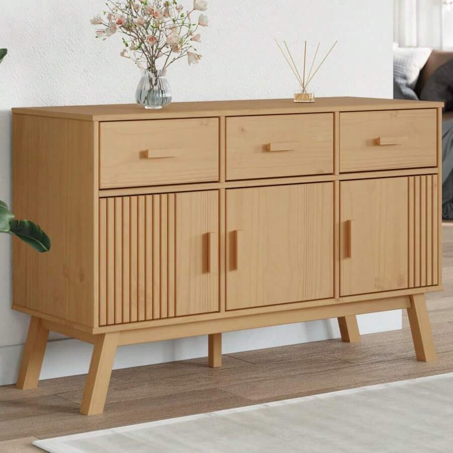 Sideboard OLDEN Braun 114x43x73, 5 cm Massivholz Kiefer