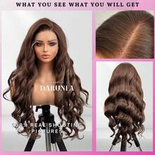 Parrucca frontale in pizzo a onde del corpo 13x4, capelli misti, parrucca lunga a onde del corpo, colore naturale, chiusura frontale in pizzo HD 13x4, parrucca in capelli vergini brasiliani di colore marrone per donne