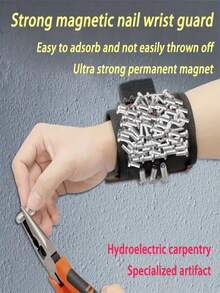 2-częściowa magnetyczna opaska na nadgarstek do śrub, 9 silnych magnesów, 3 rzędy nylonowej magnetycznej opaski na nadgarstek, magnetyczny uchwyt na narzędzia do wkręcania śrub, wiertła, czerwony, 3 rzędy, 5 rzędów, magnetyczna opaska na nadgarstek, zestaw narzędzi, akcesoria dla elektryków, magnetyczny chwytak do absorbowania śrub, magnetyczna opaska na nadgarstek (kolor, styl losowy)