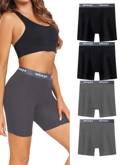  Wirarpa 4 Pcs Women's Underwear Modal Boxer Briefs Anti Chafing Soft Stretch Boyshorts Panties With Crotch