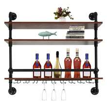SanBouSi Wine Storage Display Rack 3-Tier Wall Mount Wine Rack Wine Rack Wall Mounted - Black - View 2