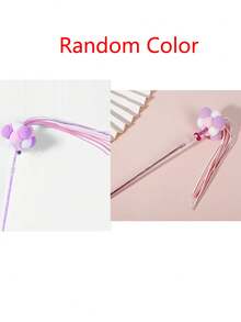 1pc Pom Pom Decor Cat Teaser Stick - Purple - View 3