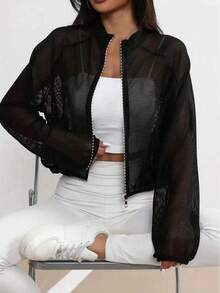 Women's Quick-Dry Mesh Yoga Jacket - Long Sleeve, Half Zip, Loose Fit Activewear Top For Running & Fitness