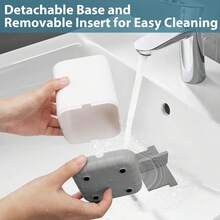 Boperzi Toothbrush Holder Toothpaste Organizer Drainage For Bathroom Vanity, Detachable Anti- Brushed Nickel Toothpaste Storage Caddy With Drainage Holes For Makeup Brush Razor Stand - Xám và trắng - Xem 2