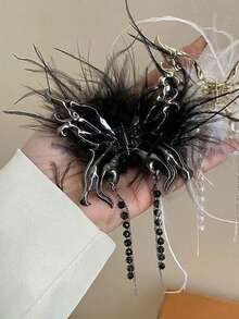 Winter Light Luxury Super Hold Oversized Hair Claw For Women - Soft Fluffy Plush Hair Accessory With Exquisitely Sculpted Metal Frame, Hand-Inlaid Premium Rhinestone Butterfly Motif, High-End Polished Metallic Finish, Sturdy Non-Slip Jaw Clip With Anti-Slip Silicone Lining, Skin-Friendly Plush Fabric, Oversized Size For Thick/Extra-Thick/Medium/Long Hair