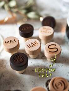 10pcs 50pcs 100pcs Customized Carved Wine Stoppers, Customized Wedding Wine Stoppers, Wedding Wine Stoppers, Bridal Shower Supplies, Bottle Stoppers, Wedding Guest Supplies, Wedding Gifts - Black Wood Two-tone Bottle Stopper - View 8